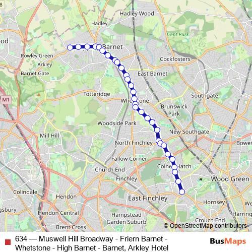 634 bus Line Map