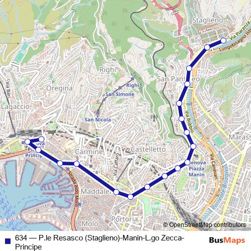 634 bus Line Map
