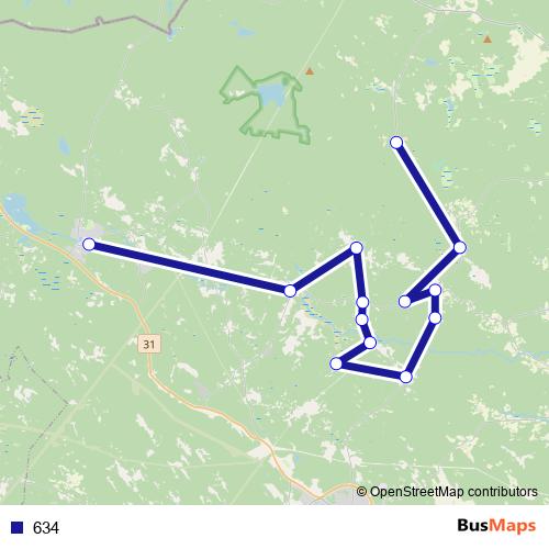 634 bus Line Map