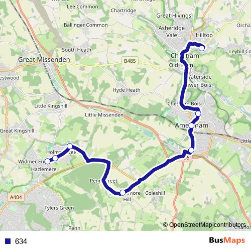 634 bus Line Map