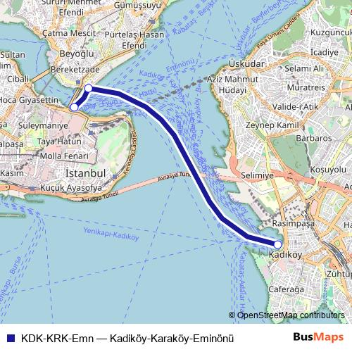 KDK-KRK-Emn ferry Line Map