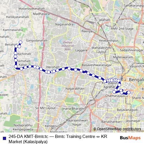 245-DA KMT-Bmtctc bus Line Map