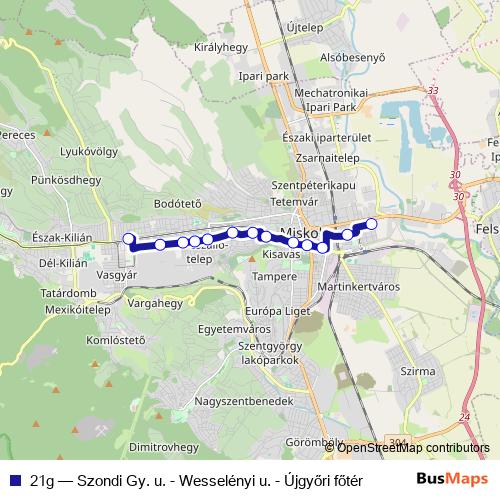 21g bus Line Map