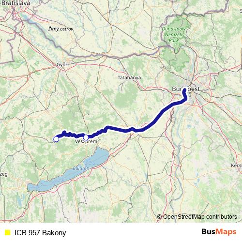 ICB 957 Bakony bus Line Map