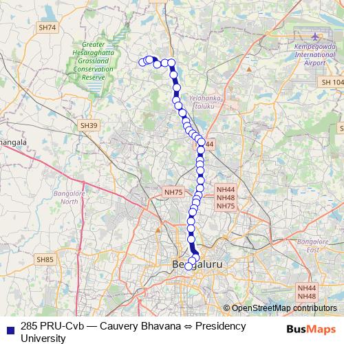 285 PRU-Cvb bus Line Map