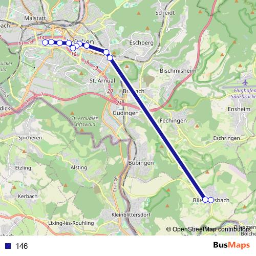 146 bus Line Map