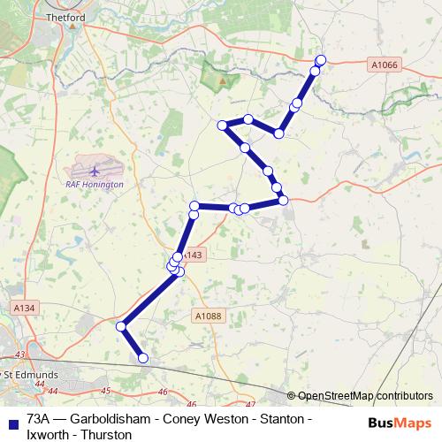 73A bus Line Map