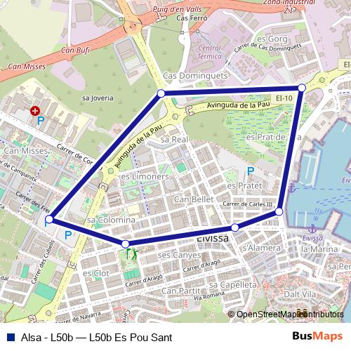 Alsa - L50b bus Line Map