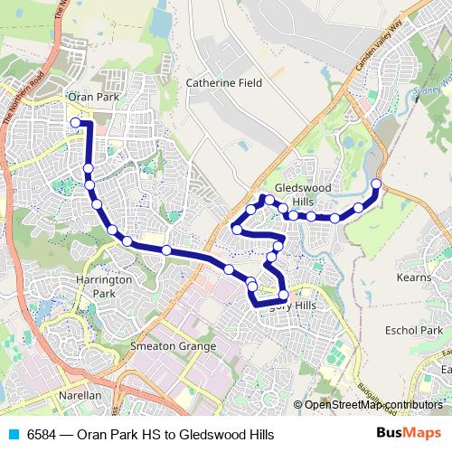 6584 bus Line Map