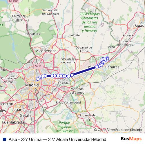 Alsa - 227 Unima bus Line Map