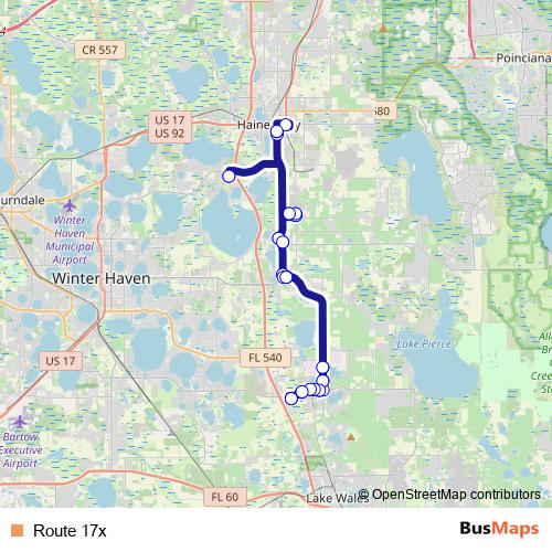 Route 17x bus Line Map