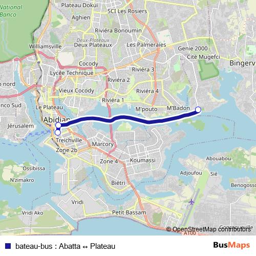 bateau-bus : Abatta ↔ Plateau ferry Line Map