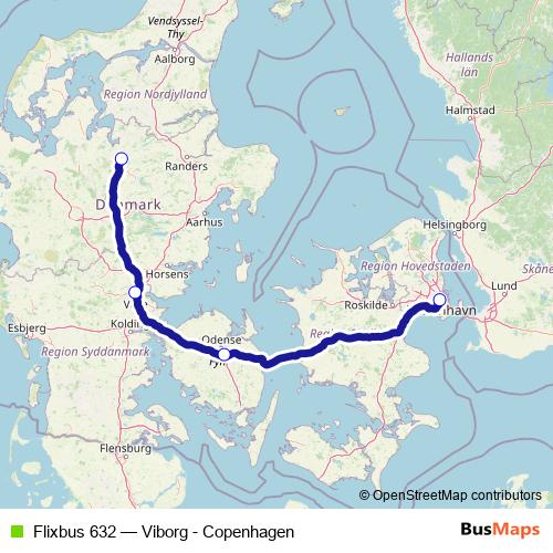 Flixbus 632 bus Line Map