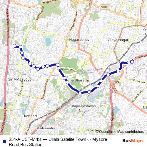 234-A UST-Mrbs bus Line Map