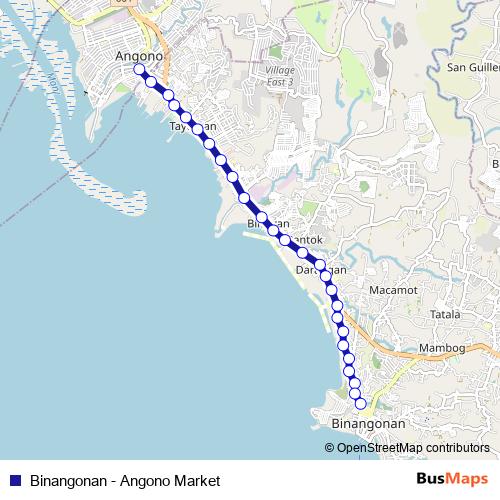 Binangonan - Angono Market bus Line Map