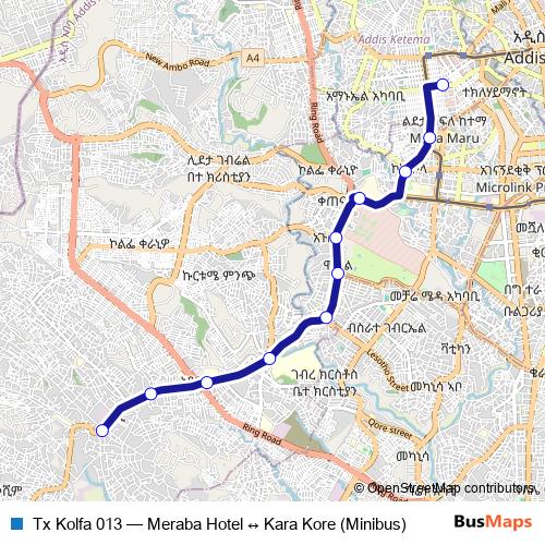 Tx Kolfa 013 bus Line Map