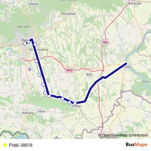 Pótló 38818 bus Line Map