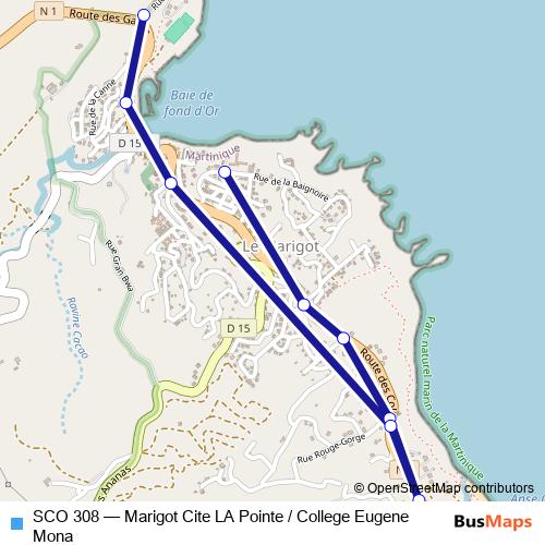 SCO 308 bus Line Map
