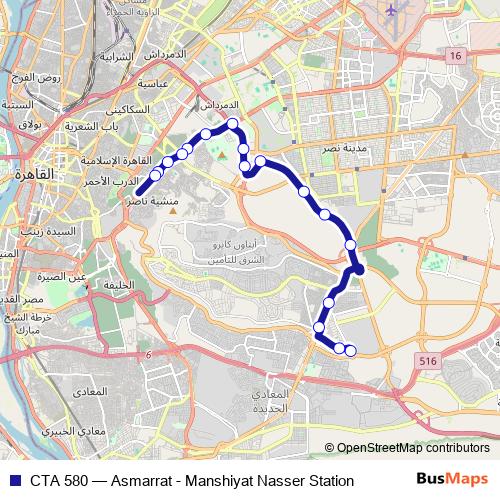 CTA 580 bus Line Map