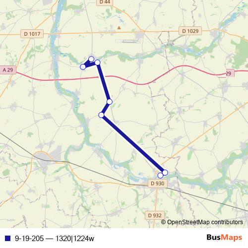 9-19-205 bus Line Map