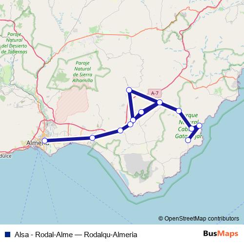 Alsa - Rodal-Alme bus Line Map