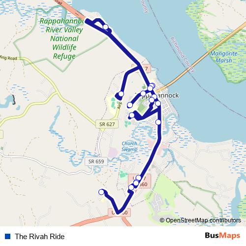 The Rivah Ride bus Line Map