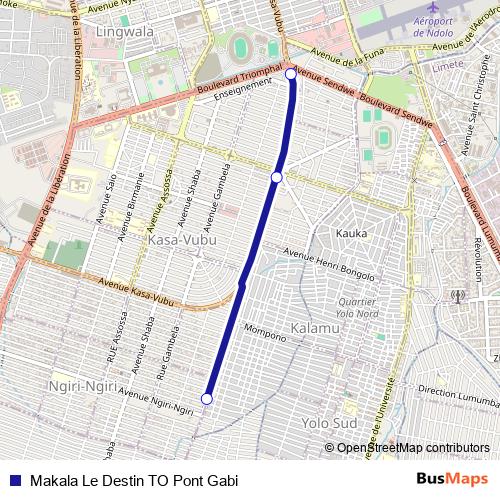 Makala Le Destin TO Pont Gabi bus Line Map