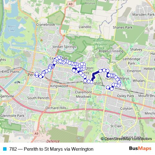 782 bus Line Map