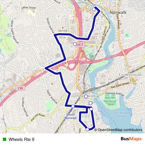 Wheels Rte 9 bus Line Map