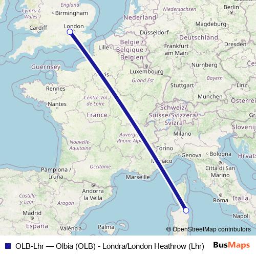 OLB-Lhr air Line Map