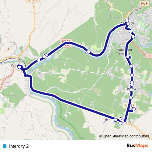 Intercity 2 bus Line Map