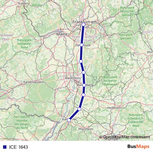 ICE 1643 rail Line Map