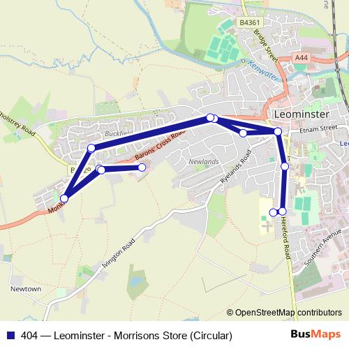 404 bus Line Map