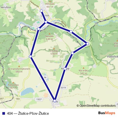 404 bus Line Map
