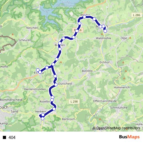 404 bus Line Map