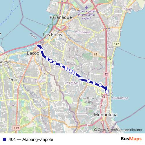 404 bus Line Map