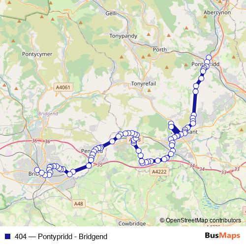 404 bus Line Map