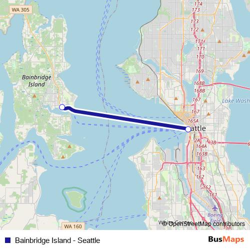 Bainbridge Island - Seattle ferry Line Map