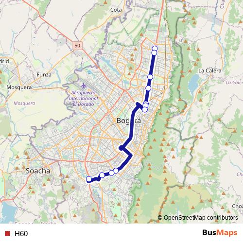 H60 bus Line Map