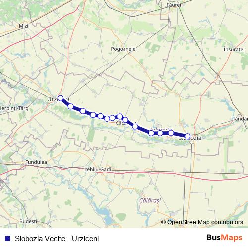 Slobozia Veche - Urziceni rail Line Map
