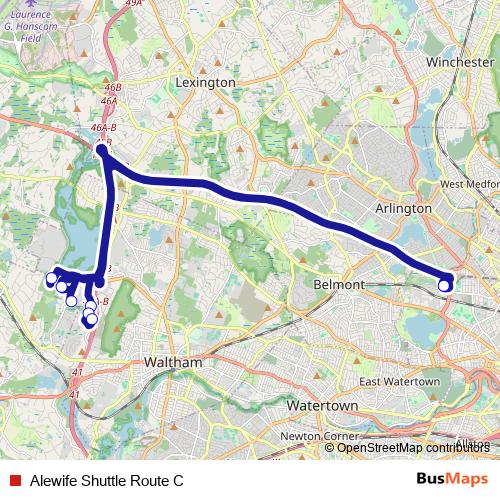 Alewife Shuttle Route C bus Line Map
