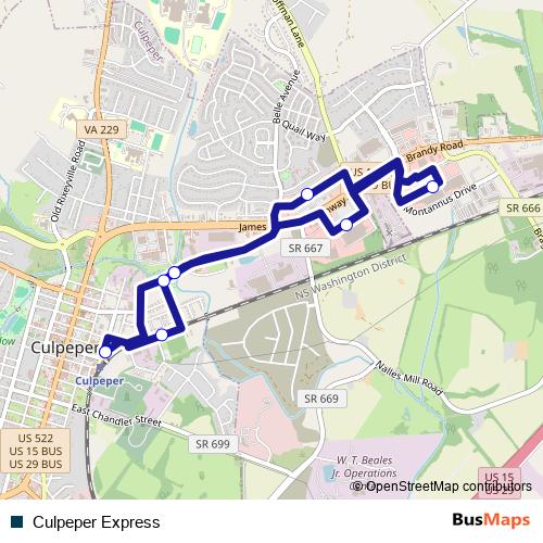 Culpeper Express bus Line Map