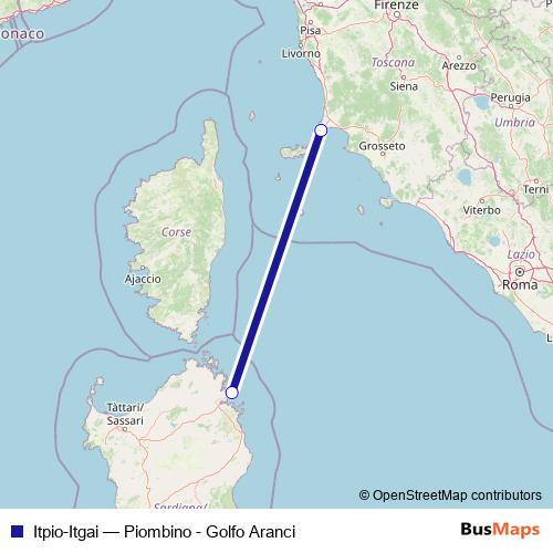 Itpio-Itgai ferry Line Map