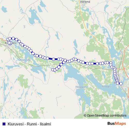 Kiuruvesi - Runni - Iisalmi bus Line Map
