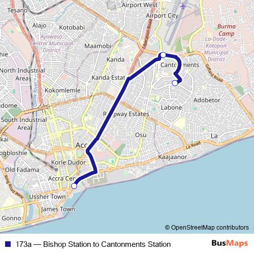 173a bus Line Map