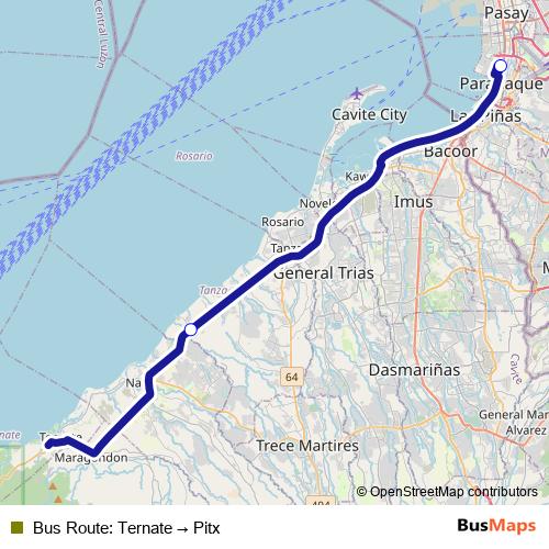 Bus Route: Ternate → Pitx bus Line Map