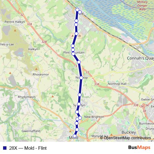 28X bus Line Map