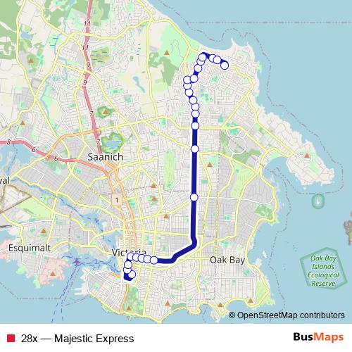 28x bus Line Map