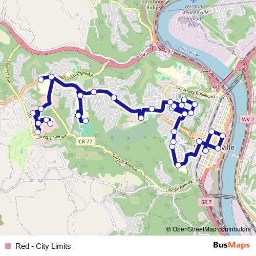 Red - City Limits bus Line Map