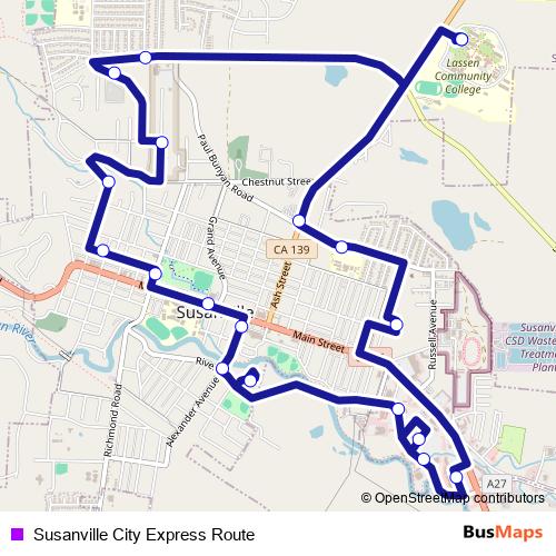 Susanville City Express Route bus Line Map